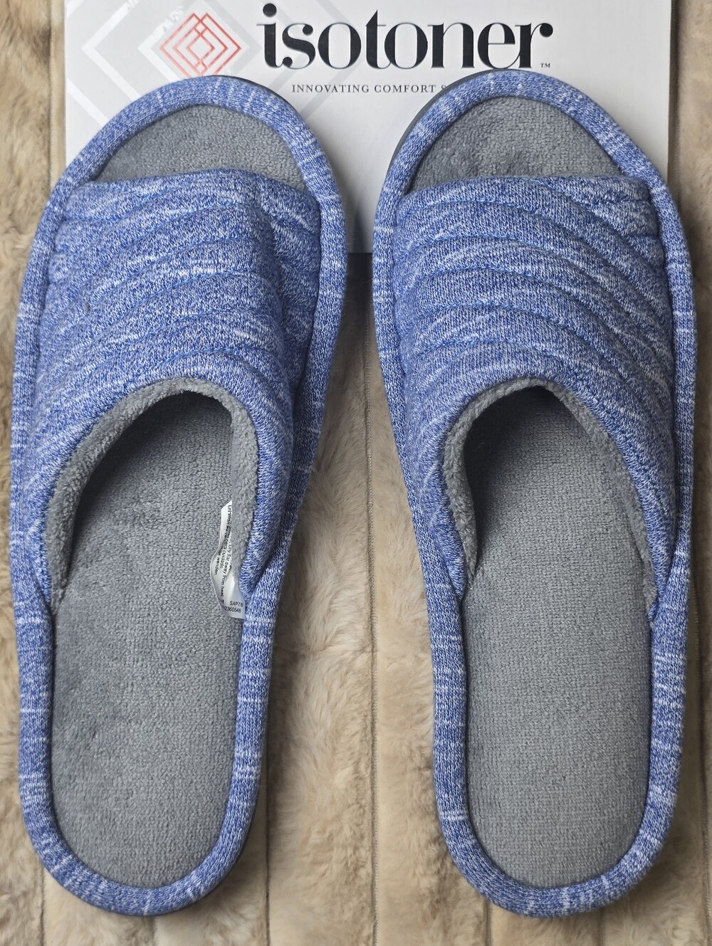NWT Isotoner Sapphire Space Knit Slide Slippers Size 7.5–8